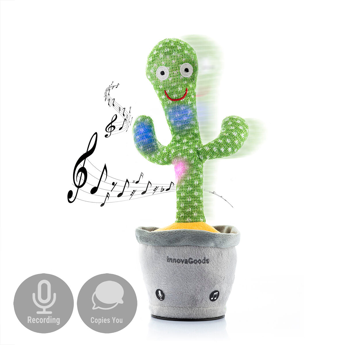 Innovagoods Oplaadbare Dansende En Pratende Cactus Met Muziek En Meerkleurige Led's Cacxi Innovagoods